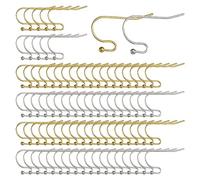 SUNNYCLUE 1 Box 160Pcs Stainless Steel Earring Hooks Real 18K Gold Plated Fish Hook Earring Wires Hypoallergenic Ear Wires French Hooks Earring Components Findings for jewellery Making Replacement Kit