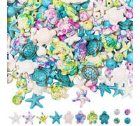 SUNNYCLUE 1 Box 160Pcs Turtle Beads Beach Bead Bulk Summer Hawaiian Ocean Animals Sea Turtles Starfish luck Synthetic Turquoise Loose Spacers for Jewellery Making Diy Earrings Bracelet Necklace