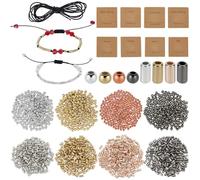 SUNNYCLUE 1 Box 1618pcs Morse Code Bracelet Kit Morse Code Beads Plastic Ccb Plastic Silver Gold Black Barrel Tube Round Loose Spacer Beads Bracelet for Jewellery Making Women Starter DIY Crafts