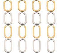 SUNNYCLUE 1 Box 16PCS 8 Pairs Hoop Earrings Leverback French Earring Hooks Gold Silver Rectangle Stainless Steel Tiny Cartilage Huggie Hoops Earring Findings for jewellery Making Supplies DIY Earrings