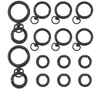 SUNNYCLUE 1 Box 16Pcs 8 Sets Swivel Clasps Keychain Double Keychain Clasp Black Opening Snap Hook Detachable Round Trigger Spring O Ring for Keys Car Door Diy Crafts Keychains Supplies Findings Women