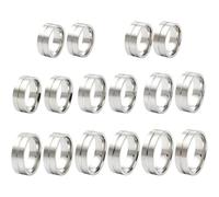 SUNNYCLUE 1 Box 16Pcs 8 Sizes Engraving Ring Blanks Grooved Ring Stainless Steel Round Blank Empty Core 8mm Wide Finger Band for Inlay Jewellery Wedding Making Gifts DIY Craft