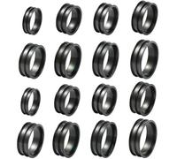 SUNNYCLUE 1 Box 16Pcs 8 Sizes Wedding Band Blanks Grooved Ring Stainless Steel Black Round Blank Empty Core Finger Ring Settings for Engraving Resin Crafts Inlay Jewelry Making Inner Diameter 16~23mm