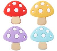 SUNNYCLUE 1 BOX 16PCS Cute Silicone Focal Beads Rubber Beads Bulk Cartoon Colorful Mushroom Plant Chunky Loose Spacer Double Sided Bead for Beadable Pens Keychain Making Kit Beading Bracelet Craft