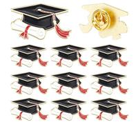 SUNNYCLUE 1 Box 16Pcs Graduation Pin School Brooch Pins Alloy Enamel Graduation Class Badge Doctoral Hat Pins Black Caps Lapel Pin for Graduating Teacher's day Students Graduation Season DIY Crafts