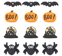 SUNNYCLUE 1 Box 16Pcs Halloween Silicone Beads Gothic Beads Cute Cartoon Bats Pumpkins Spiders Rubber Soft Loose Spacer Focal Beads Bulk for Beaded Pens Keychain Making Kit Bracelet Crafts Supplies
