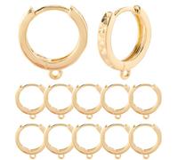 SUNNYCLUE 1 Box 16pcs Real 18K Gold Plated Huggie Earring Findings Huggie Hoops Bulk Brass Round Texture Leverback French Hook Earring Supplies with Loops for Jewellery Making Dangle Earrings Supplies