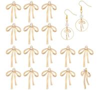 SUNNYCLUE 1 Box 16Pcs Real 18K Gold Plated Rhinestone Bow jewellery Charms Bowknot Charm Metal Brass Bow Knot Charms for jewellery Making Charms Supplies DIY Crafts Necklace Bracelets Adult Women Wedd