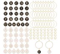 SUNNYCLUE 1 BOX 172pcs 2 sets Enamel Letter Drink Tags Wine Charms Alloy Black White a-z Alphabet Markers Charm Capital Letters Glass Identifier for Gathering Wedding Party Favor Drinks Decor