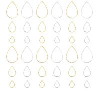 SUNNYCLUE 1 Box 180Pcs 3 Sizes Teardrop Linking Rings Earrings Beading Hoop Brass Metal Open Bezels Frame Charms for Earring Findings Crafts Jewelry Making Supplies, Golden Silver
