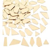 SUNNYCLUE 1 Box 180Pcs 6 Styles Gold Sewing Mirror Rhinestones Sew on Bulk Acrylic Stone Mirror Loose Beads with Holes Irregular Shiny Piece for Sewing Craft DIY Dresses Clothes