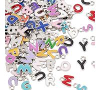 SUNNYCLUE 1 Box 180Pcs Alphabet Charms Bulk Letters Charm A to Z Metal Alloy Enamel Colorful Cute Capital Initial 26 Letter Charm for Jewellery Making Charms DIY Keychain Necklace Earring Ankle Craft