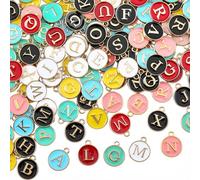 SUNNYCLUE 1 Box 182Pcs 7 Colors Round Letter Charms Alphabet Charms Bulk Enamel Capital A to Z Shaped Double Sided Initial Letters for Jewelry Making Findings Bracelet Necklace DIY Crafts Adults