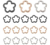 SUNNYCLUE 1 Box 18Pcs 3 Colors Colorful Ring Clips Spring Clip Key Ring Bulk Flower Metal Trigger Snap Hoop Buckle Hoop Clip Clasps for DIY Making Bags Crafts Keychains Strap Handbag Keyrings Keys