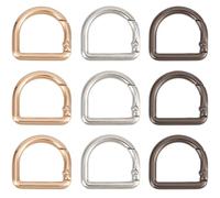 SUNNYCLUE 1 Box 18Pcs 3 Colors D Ring Buckle Clip Spring Snap Hook Carabiner Gold Silver Black Metal Alloy Closures Connector Fastener Clamp Clasps Gate Keyring Buckle for Key Bag Purse DIY Crafts