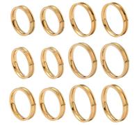 SUNNYCLUE 1 Box 18Pcs 6 Sizes Blank Finger Rings Wedding Band Blanks Gold Stainless Steel Grooved Ring Round Empty 4mm Wide Finger Bands for Inlay Jewellery Making Wedding Gifts Inner Diameter 17~22mm