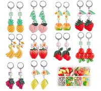 SUNNYCLUE 1 Box 196Pcs Earrings Making Kit Fruit Charms Thanksgiving Fall Autumn Harvest Themed Charm Resin Lemon Strawberry Banana Fruits Charms for Jewellery Making Kits Adults Women DIY Supplies