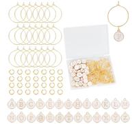 SUNNYCLUE 1 BOX 2 SETS Enamel White Wine Charms Capital Letter Drink Tags Alloy Stem Glass a-z Alphabet Drinks Markers Charms Identifier for Gathering Wedding Holiday Party Favor Drinks Diy Decor