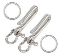 SUNNYCLUE 1 Box 2 Sets Silver Fish Hook Keychain U Shaped Keychain Solid Brass Clasps Fishhook Tibetan Style Antique Alloy D Key Rings Holder Belt Clips for Keys DIY Crafts Making Wallet Chain Purse