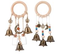SUNNYCLUE 1 Box 2 Styles Door Knob Witch Bells Witches Wind Chimes Boho Magical Metal Bell Star Moon Charm Hanging Hanger Witcher Decorative for Door