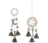 SUNNYCLUE 1 Box 2 Styles Witches Wind Chimes Door Knob Charms Boho Vintage Hanging Magic Metal Star Moon Keys Witchcraft Hanger Witch Bells for Door Protection Outdoor Window Garden Home Gifts Adults