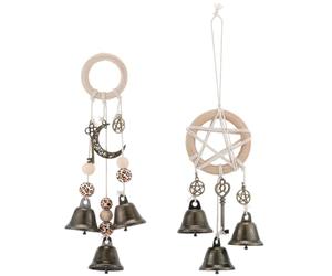 SUNNYCLUE 1 Box 2 Styles Witches Wind Chimes Door Knob Charms Boho Vintage Hanging Magic Metal Star Moon Keys Witchcraft Hanger Witch Bells for Door Protection Outdoor Window Garden Home Gifts Adults