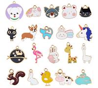 SUNNYCLUE 1 Box 20 Styles 80Pcs Assorted Animal Charms Animal Enamel Charms Bulk Small Cute Metal Cat Dog Rabbit Oil Drip Dangle Pendant for Jewelry Making Crafts Bracelets Necklace DIY Supplies Women