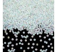 SUNNYCLUE 1 Box 2000pcs 6/0 Glass Seed Beads 4mm Seed Beads Bulk Small Tiny AB Color Transparent Round Pony Colorful Seeds Bead for Jewellery Making Charms Bracelets Necklace Earring Supplies Women