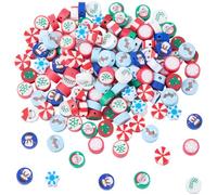 SUNNYCLUE 1 Box 200pcs 10 Styles Christmas Clay Beads Red and Green Clay Beads Mixed Snowflake Santa Claus Snowman Tree Polymer Clay Assorted Heishi Spacers for Jewellery Making Bracelets Necklaces