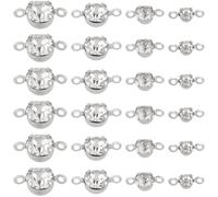 SUNNYCLUE 1 Box 200Pcs 4 Sizes Rhinestone Connector Charms 2 Hole Connector Charm Bulk Silver Metal Iron Antique Flat Round Linking Pendants for Jewellery Making Necklace Bracelets Earrings DIY Crafts