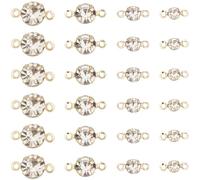 SUNNYCLUE 1 Box 200Pcs 4 Styles Rhinestone Connector Charms Crystal Link Pendant Metal Flat Round Linking Birthstone Charm Connectors for Jewellery Making Findings Necklaces Earrings Bracelet Crafts