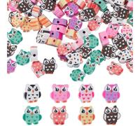 SUNNYCLUE 1 Box 200Pcs 8 Colors Owl Bead Polymer Clay Beads Bulk Soft Colorful Cartoon Animals Owls Shaped Spacer Charm Beads for Jewellery Making Bracelet Necklace Hair Clip DIY Crafts Accessories