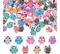 SUNNYCLUE 1 Box 200Pcs 9 Colors Owl Bead Polymer Clay Beads Bulk Soft Colorful Cartoon Animals Owls Shaped Spacer Charm Beads for Jewellery Making Bracelet Necklace Hair Clip DIY Crafts Accessories