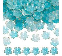 SUNNYCLUE 1 Box 200pcs Acrylic Flower Bead caps Flower Shaped Bead Mini Light Sky Blue Transparent Floral Spacer 5-Petal Flowers Bead Bulk for Jewellery Making Necklace Bracelet Supplies Decorations