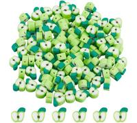 SUNNYCLUE 1 Box 200Pcs Apple Clay Beads Handmade Polymer Clay Beads Fruit Green Apple Slice Bead Flat Apple Shape Loose Spacer Beads for jewellery Making Beading Supplies DIY Keychain Bracelets Crafts