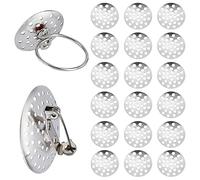 SUNNYCLUE 1 Box 200pcs Brooch Base Setting Brooch Sieve Findings Blank Round Discs Flat Tray Ring Component Base for jewellery Making Accessories Women Adult DIY Brooches Rings Crafts Supplies