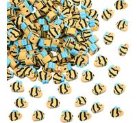 SUNNYCLUE 1 Box 200Pcs Bumble Bee Bead Polymer Clay Animal Beads Bulk Yellow Handmade Honey Bees Shaped Insect Flat Loose Charm Spacers for Jewellery Making Bracelet Necklace DIY Crafts Accessories