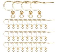 SUNNYCLUE 1 Box 200Pcs Earring Hooks Real 18K Gold Plated Stainless Steel French Earring Hooks Fish Hook Ear Wires with Openable Loops Hypoallergenic Earrings Findings for Jewelry Making Supplies