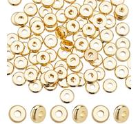 SUNNYCLUE 1 Box 200Pcs Gold Beads 6mm Real 18K Gold Plated Brass Heishi Disc Beads Bulk Flat Round Thick Loose Spacer Bead Golden Rondelle Metal Beads for Jewellery Making Beading Kits DIY Supplies