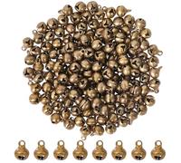 SUNNYCLUE 1 Box 200Pcs Jingle Bell Charm Bells Charms Bulk Small Brass Metal Dangle Vintage Wind Chimes Bronze Tibetan Pendants for Jewellery Making Diy Bracelets Anklets Crafts Supplies Handmade