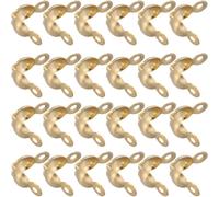 SUNNYCLUE 1 Box 200Pcs Open Bead Tips Knot Cover Gold Bead Tips 304 Stainless Steel Crimp Bead Covers Knot Cover Crimping Beads Ends Knot Covers Knot Covers for Jewellery Making Accessories Craft