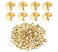 SUNNYCLUE 1 Box 200Pcs Real 18K Gold Plated 3mm Round Crimp Bead Covers Open Crimp Beads Bulk Half Brass Metal End Caps Small Stopper Knot Covers for Jewelry Making Supplies Bracelets Necklace DIY