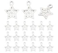 SUNNYCLUE 1 Box 200Pcs Star Dangle Charms Tibetan Metal Charms Pentagram Silver Hollow Alloy Small Flat Stars Vintage Retro Pendants Findings for Jewellery Making Necklaces Bracelets Earrings DIY