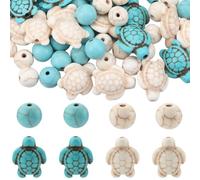 SUNNYCLUE 1 Box 200Pcs Turtle Beads Bulk 8mm Round Spacer Beads Boho Style Synthetic Turquoise Sea Turtles Bead Charms Summer Sea Animal Bead Blue White Tortoise Beads for Jewellery Making Kits
