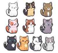 SUNNYCLUE 1 Box 20Pcs 10 Colors Cat Pen Beads Animal Focal Bead Plastic Colorful Cartoon Cats Shaped Pet Animals Spacer Loose Bead for Beadable Pens Keychains Lanyard Jewellery Bracelets DIY Crafting
