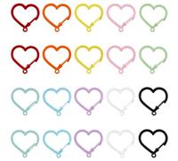 SUNNYCLUE 1 Box 20Pcs 10 Colors Heart Shaped Keychain Clasp Keychain Spring Clasp Colorful Metal Hearted Snap Hook with Hole Spring Gate Rings for Key Connectors Accessories Jewelry Making DIY Crafts