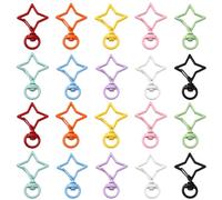 SUNNYCLUE 1 Box 20Pcs 10 Colors Star Keychain Clip Star Swivel Clasp Bulk Lobster Colorful Four Pointed Key Rings Snap Hook Holder Alloy Key Rings for Keychain Findings Jewellery Making DIY Crafts