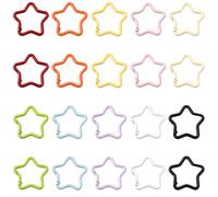 SUNNYCLUE 1 Box 20Pcs 10 Colors Star Shape Key Rings Star Snap Hooks 4cm Metal Alloy Spring Gate O Ring Trigger Snap Buckle Keychain Findings for Jewellery Making DIY Keychain Crafts Hook Accessories