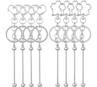 SUNNYCLUE 1 Box 20Pcs 10 Sets Blank Keychain Bars Beadable Key Chains Bulk Metal Heart Cherry Flower Silver Alloy Blanks Beadable Long Clip Swivel Lobster Claw Clasps for Jewellery Making Beading