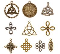 SUNNYCLUE 1 Box 20Pcs 10 Styles Celtic Knot Charm Bulk Trinity Knot Charm Chinese Knotting Antique Bronze Alloy Connector Vintage for jewellery Making Charms DIY Necklace Bracelet Earring